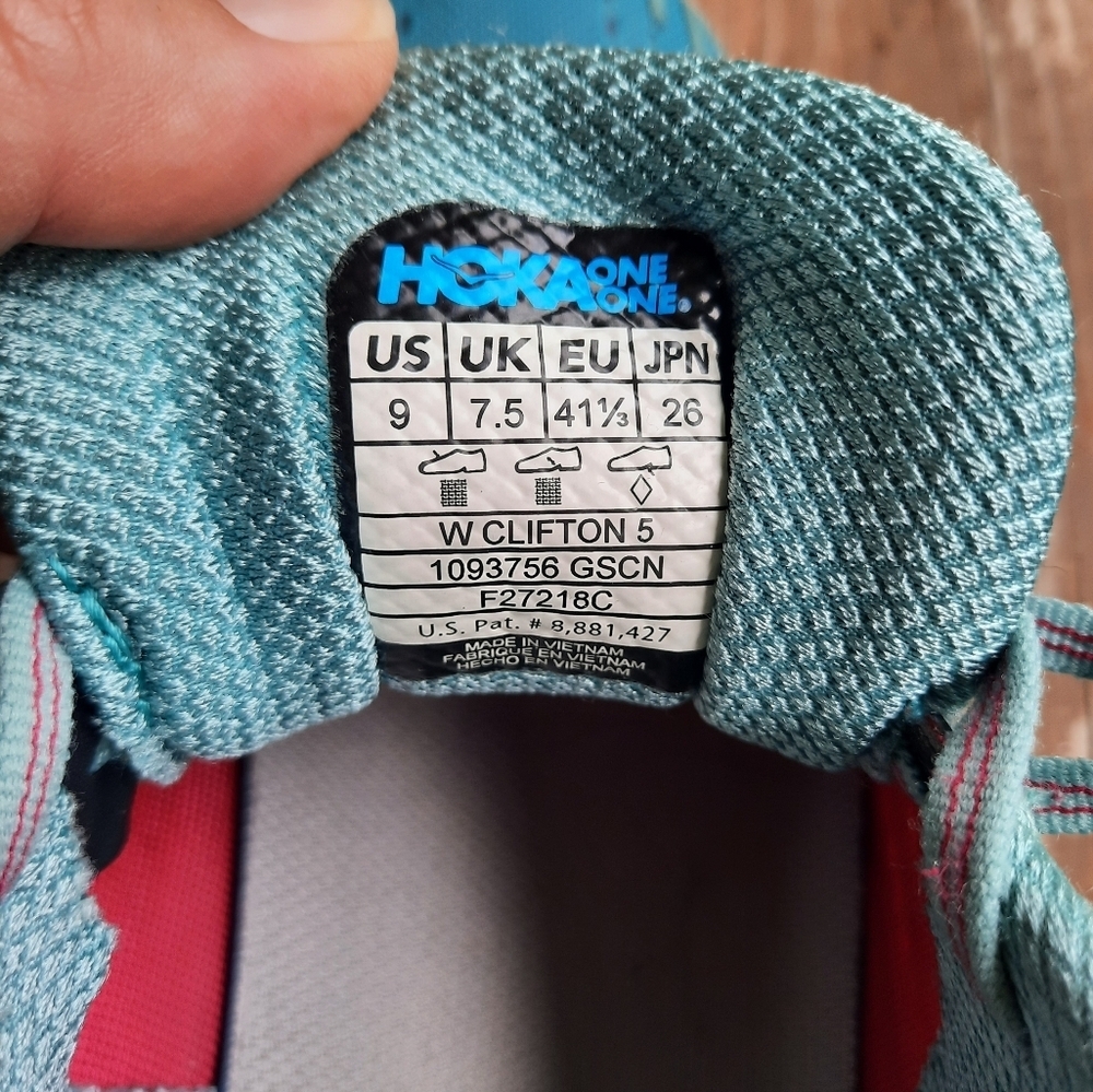 Hoka One One Clifton 5 Road Running Shoes Marlin Blue Ribbon Sneakers Size 9 - Picture 13 of 15